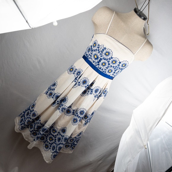 Moulinette Soeurs by Anthropologie Dresses & Skirts - Moulinette Soeurs Anthropologie Floral Blue Yellow Summer A-Line Dress 2